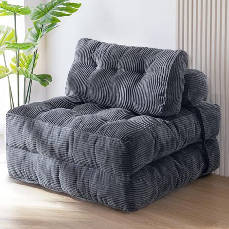 Faltbares Schlafsofa mit Kissen, umwandelbarer Schlafsessel, Anthrazit Grau (1/5)