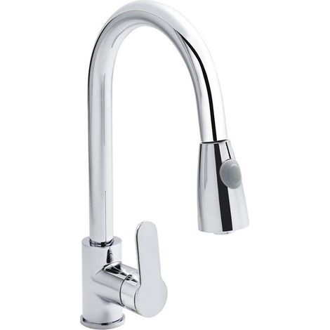 Grifo mezclador cromado para Fregadero GR-7544 con cabezal ducha extraíble 75cm