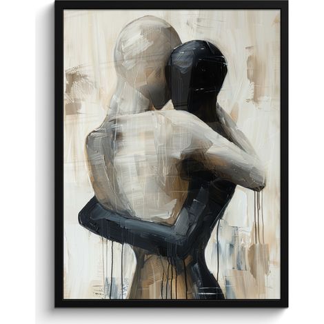 AFFICHE ENCADRÉE Abstrait - Amour - Noir et blanc - Moderne Tableau Décoration Murale 60x80 (1/5)