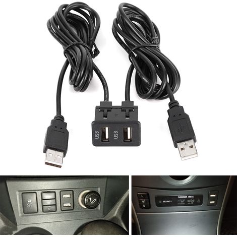 1,5 m langes Armaturenbrett-Kabeladapter mit 2 Anschlüssen, Einbaukabel für Auto, LKW und Boot (1/5)