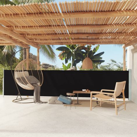 Auvent Marquise latéral rétractable de patio, Store Banne pour Jardin Balcon Terrasse, 117x600 cm Noir OIB2627E (1/5)