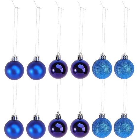 Lot de 24 boules décoratives multicolores exquises pour la décoration du sapin (bleues)-Blue (1/3)