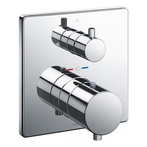 Thermostat de douche encastré avec commande de débit chromée
