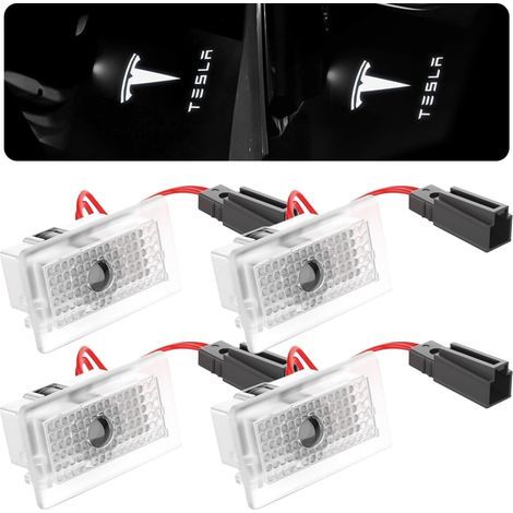 Lot de 4 projecteurs LED de porte de voiture avec lumière de bienvenue et éclairage d'entrée pour Tesla Model 3, Model Y, Model S et Model X - Accessoires Tesla (1/4)