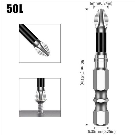 Embouts De Tournevis À Impact - 20 Pièces - Tête Cruciforme - Pour Tournevis Électriques - Diamètre 50 mm - Magnétiques (1/5)