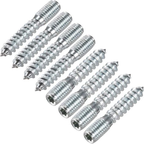 M10 Cintre Boulons Longueur 2"(50mm) Double Tête Boulons Autotaraudeuse Vis 10mm Bois Joint Meubles Jambes 8Pcs (1/4)