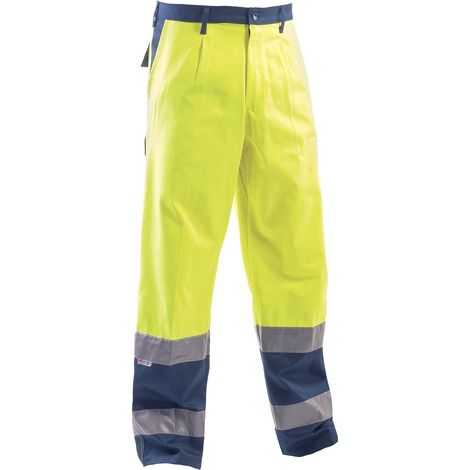 Pantalone Alta Visibilità Bicolore 100% Cotone Giallo-Navy S