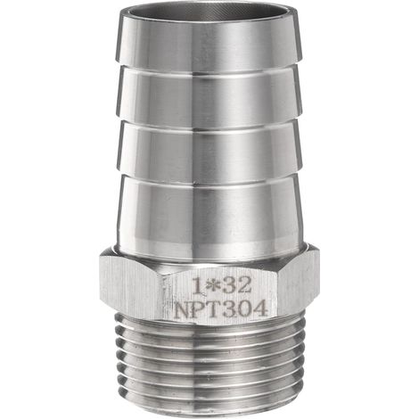 Inoxydable Acier Tuyau Cannelé Raccord 1,3" (32mm) Cannelé x 1" NPT Mâle Tuyau Raccord Air Tuyau Cannelé Raccords Coupleur Filetage Connecteur Adaptateur pour Eau Carburant (1/5)