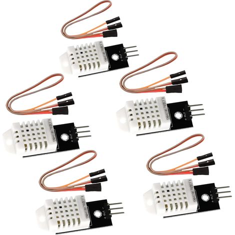Lot de 5 capteurs de température DHT/2302-22 modules - Capteur d'humidité - Avec platine et câble - 3,3-5,5 V - Compatible avec Arduino, DHT, capteur numérique de température et d'humidité (1/5)