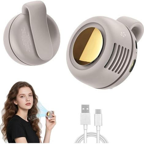 Ventilatore portatile a clip, mini ventilatore a clip ricaricabile tramite USB, ventilatore per collo e vita, ventilatore condizionatore regolabile (prima generazione), bianco. (1/5)