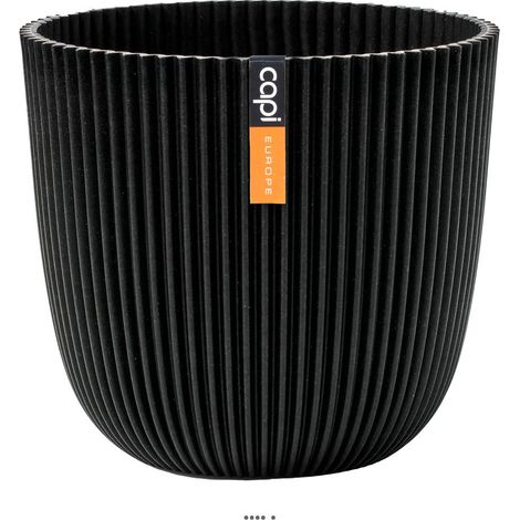 Pot boule Groove en matières recyclées H 12cm Noir - couleur: Noir