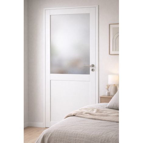 Bloc Puerta Athena Blanco H204 x L73 cm, Cara Tabla P. izquierda, manilla Pomerol GD MENUISERIES