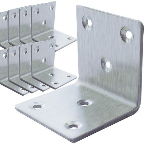 Lot de 20 équerres d'angle en acier inoxydable pour meubles et étagères (1/5)
