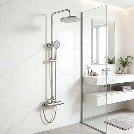 Colonne de douche avec robinet, complète avec acier inoxydable douche pluie 23 cm (1/5)