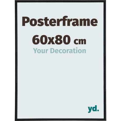 Cadre photo 60x80 cm noir mat – Plastique de qualité supérieure – Pour affiches et photos – Suspendu horizontalement ou verticalement (1/5)