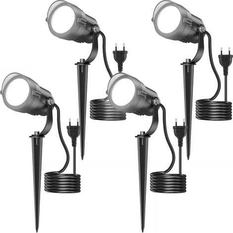 4pc Projecteur extérieur 12 W 5000 K Froid Blanc, projecteur LED réglable IP65 270° avec câble de 1,5 m – Jardin, plantes, éclairage de jardin, Lumière froide [Classe énergétique A] (1/5)