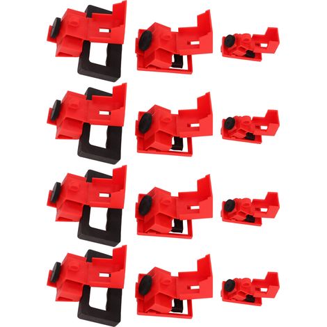 Kit de consignation/étiquetage de 12 dispositifs de verrouillage pour disjoncteur unipolaire, avec pince de fixation en nylon.
