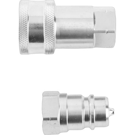 2 raccords hydrauliques NPT 1/2" mâle et femelle ISO 7241-A à connexion rapide avec capuchons anti-poussière (1/5)