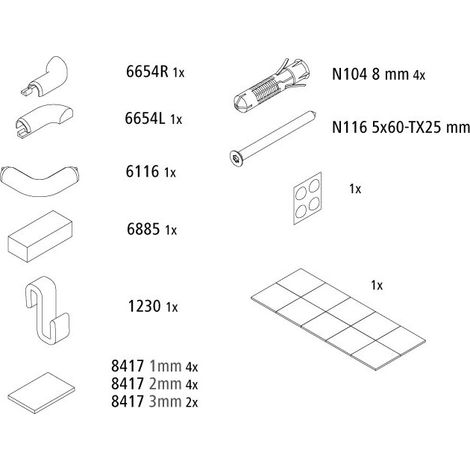 Kermi 2539329 EBLI029 Jeu de pièces de montage petites