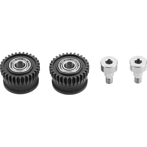 K1 Lot de 2 engrenages d'extrudeuse en acier trempé nickelé - Noir - Compatible avec imprimante 3D Creality K1/K1 Max/K1C/Ender 3 V3/Ender 3 V3 Plus