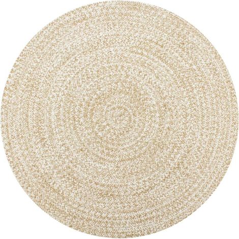 Tappeto fatto a mano, bianco e naturale, 90 cm