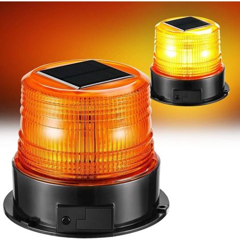 Lumière stroboscopique solaire à LED, ambre et magnétique, lumière clignotante d'urgence, voyant d'avertissement rotatif pour camion de véhicule, combustion fixe 4 modes différents