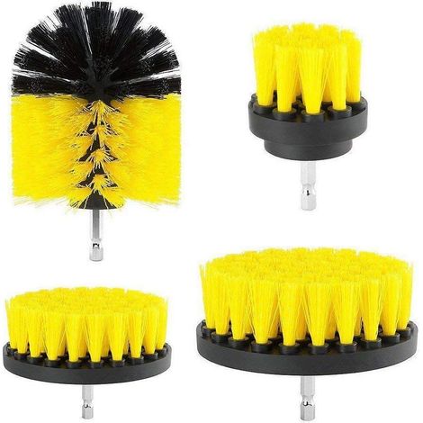 MINKUROW Spazzola Per Trapano Spazzola Per Trapano Spazzola Per Spazzola Kit Di Pulizia Per Pulizia Auto Doccia Ruote Per Piastrelle Tappezzeria Tappetini Per Malta 4 Pz Giallo (1/5)