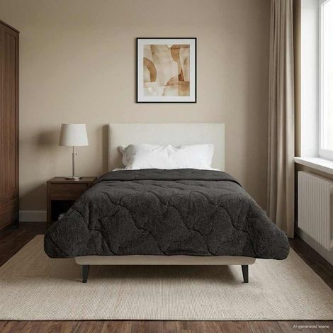 vidaXL Duvet d'hiver Matelassé Anthracite 135 x 200 cm (1/5)
