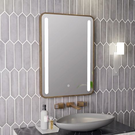 Signature Harper Front-Lit LED Bathroom Mirror with Demister Pad 700mm H x 500mm W - Brushed Bronze (1/4)