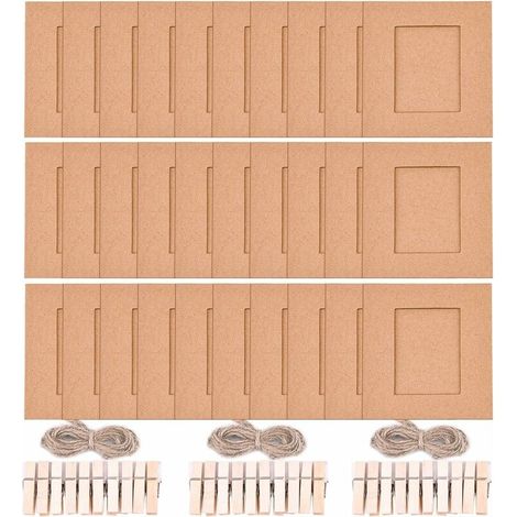 Hanging Paper Photo Frame Set for Wall Decor Compatible with Fujifilm Instax Mini 11 9 8 70 90 26 Camera Film, Mini Link Printer, 30pcs (Brown) (1/5)