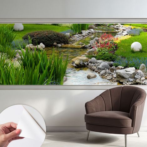 Papier peint adhésif autocollant pour salon chambre à coucher peint imprimé pour mur Jardin idyllique 250x104 cm (1/5)