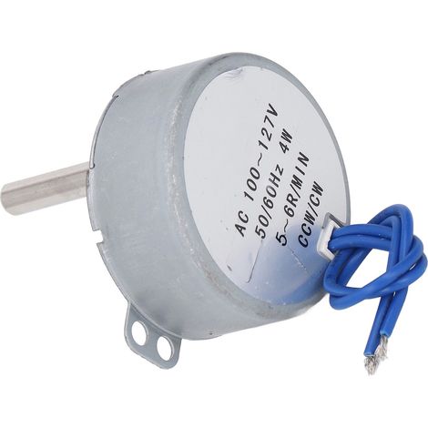 Moteur synchrone CA 100-127 V 5-6 tr/min 4 W CW CCW, longueur 28 mm, diamètre de l'arbre 6,5 mm (1/5)