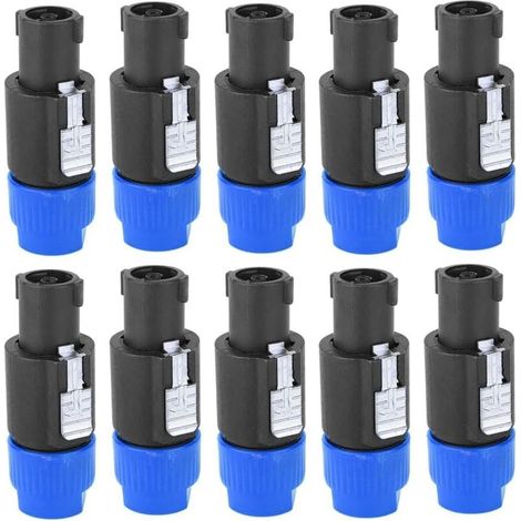 10 Pièces Speakon Connecteur d'Amplificateur de Câble4 Broches Prise de Haut-Parleur Audio Étanche C-NL4FC (Bleu)