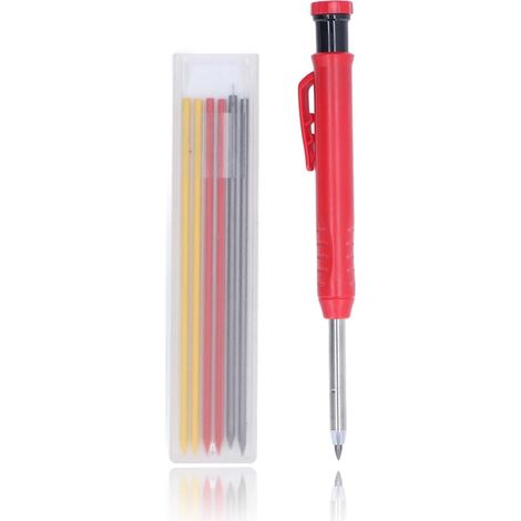 Crayon de Charpentier, Pointe en Carbure de Tungstène de 2,8 Mm, Stylo de Marquage Multifonction pour Le Travail Du Bois Avec Recharge, Résistance À L'Usure, pour Dessiner(Tricolore) (1/5)