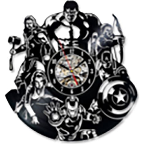Horloge murale Vintage Personnage de film Noir Disque vinyle Silencieux 31cm