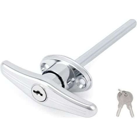 Pair Serrure Universelle pour Porte de Garage Poignée en T, Revêtement Argenté, Inclut Clé (Noir) (1/5)