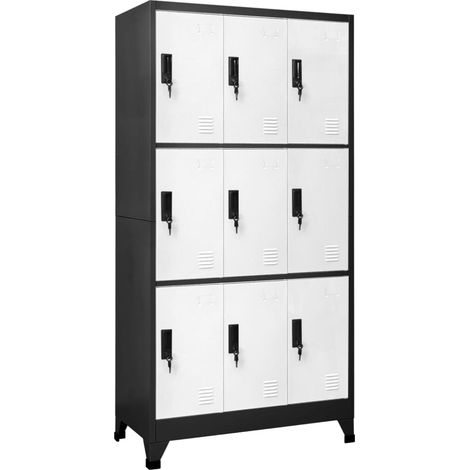 Schließfachschrank Anthrazit und Weiß 90x45x180 cm Stahl