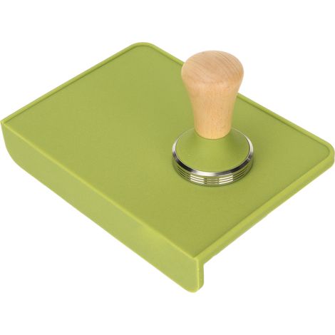 Kaffeetamper-Set aus Holz und Silikon mit Edelstahlfuß, ideal für Barista-Anfänger. Grüner Kaffeetamper, 58 mm. (1/5)