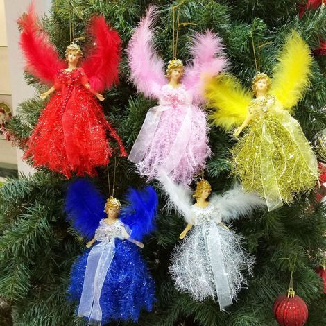 Pieces of Christmas Plush Angel Pendants, Cute Children's Doll Gift, Christmas Tree Pendant (1/5)