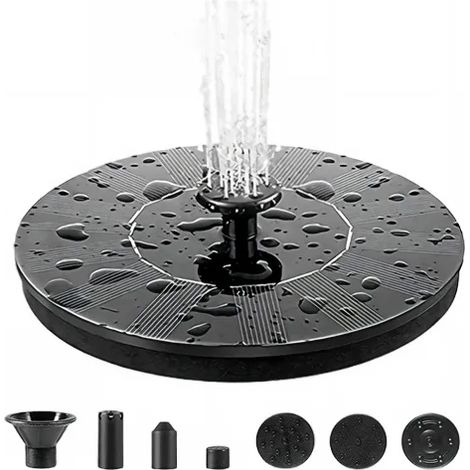 Mini fontaine solaire (diamètre noir 16 cm) - Cascade solaire pour piscine/bassin, décoration de jardin et abreuvoir pour oiseaux. (1/5)