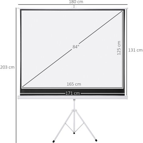 Schermo di proiezione su treppiede 171 x 131 cm in tessuto bianco portatile - MEUBLIV (1/5)