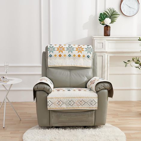 Housse de fauteuil lounge style bohème, housse de fauteuil lounge individuelle, antidérapante, lavable, housse de pouf, protection pour meubles (1/5)