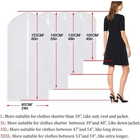 Set mit 10 Kleidersäcken mit mittigem Reißverschluss – inklusive vollständig geschlossener Staubschutzhülle – 60 × 120 cm (1/5)