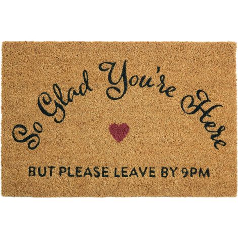 Premier Housewares So Glad You’re Here Design Door Mat Non Slip Floor Mat Indoor And Outdoor Welcome Mat With Robust Coir For Door Entrances House Entryway Kitchen Outside Porch And More 40 x 2 x 60 (1/4)