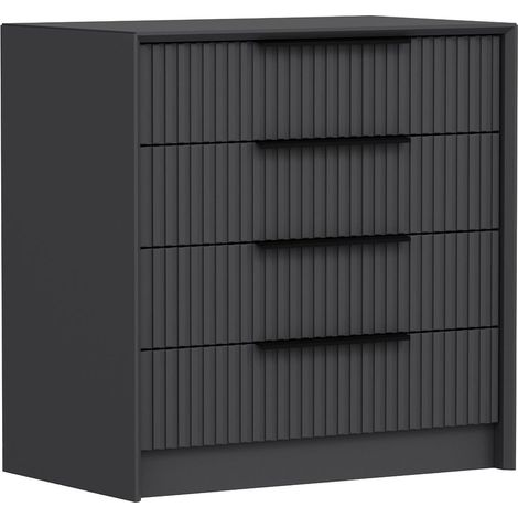 Cómoda Jebi, 4 cajones, apertura deslizante, cierre deslizante, 45x72x77h cm negro antracita