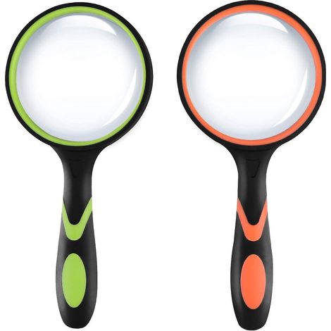 2 Pices Loupe De Lecture 10x Avec Poigne En Caoutchouc Souple Portable Personnes Ges Et Enfants Loupes 75 Mm Pour Inspection, Livres, Scientifique (1/5)