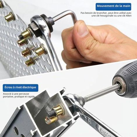 Pince à inserts filetés M3 à M10 - set de 6 pose-écrous manuel en acier au carbone avec 60 écrous métal (1/4)