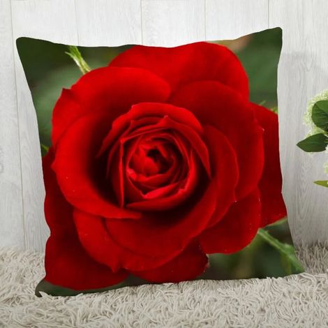Funda de almohada de algodón y lino con estampado de rosas rojas, funda decorativa para sofá y oficina, hecha de poliéster, decoración para el hogar.