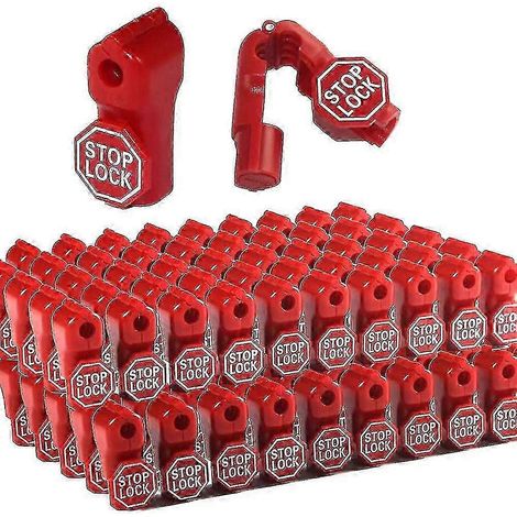 Candado de seguridad, 100 unidades, plástico rojo, candado antirrobo, pasador de seguridad para exhibición en tiendas.