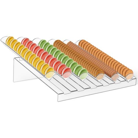 Présentoir à macarons Plateau à macarons en acrylique avec 6 fentes Plateau à biscuits transparent pour fête, mariage, boulangerie, pâtisserie, boutique de desserts (1/5)